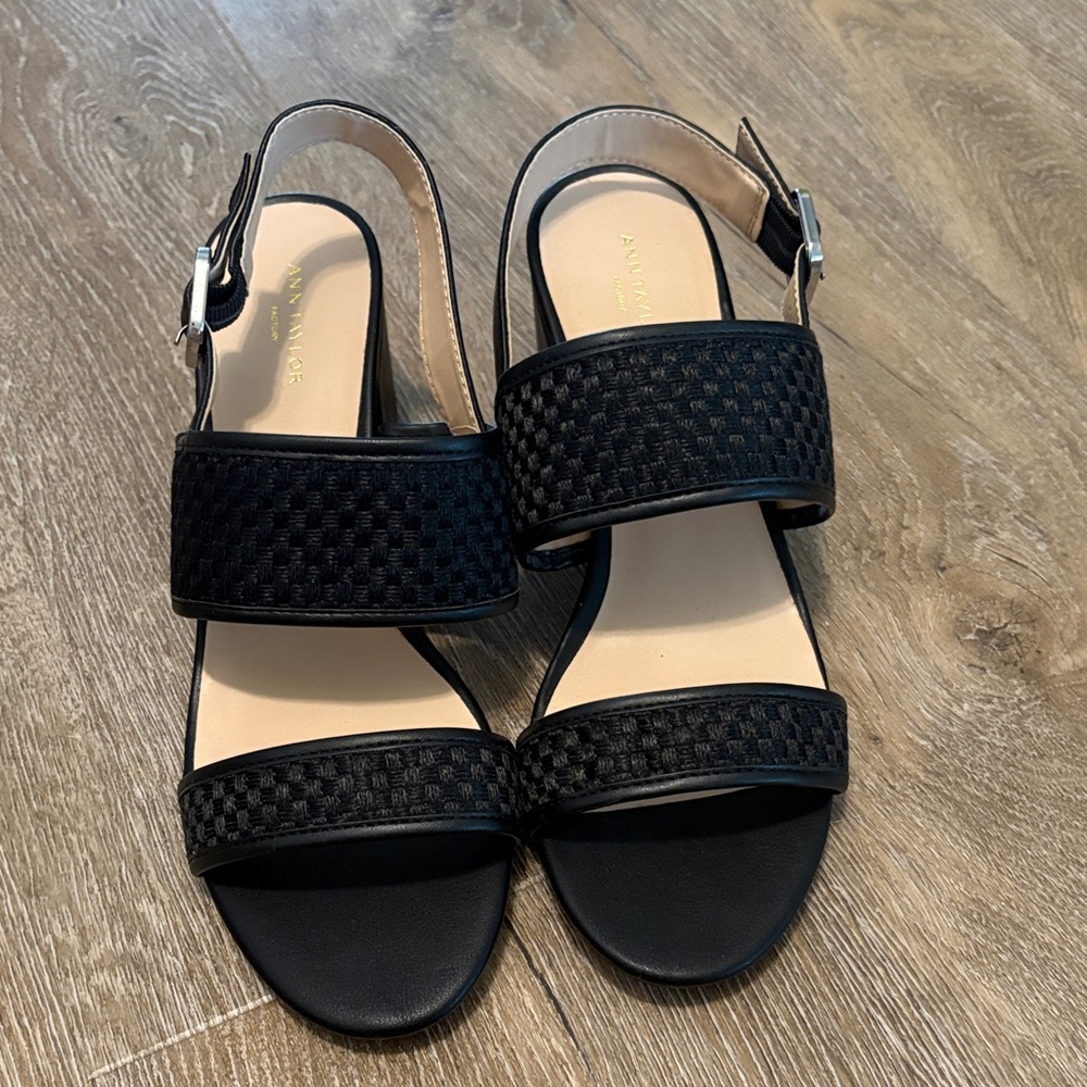 Ann Taylor Black Woven Sandals